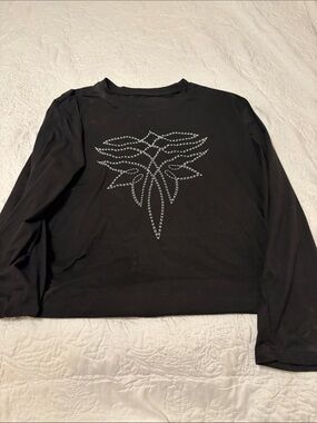 Black Long Sleeve Tee with white boot stitch
